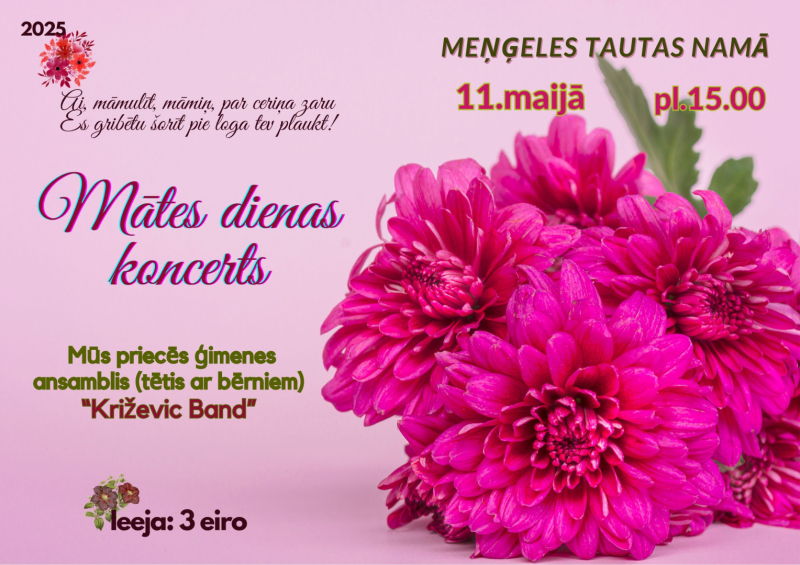 Mātes dienai veltīts koncerts ar ģimenes grupu “Križevic Band” Meņģelē