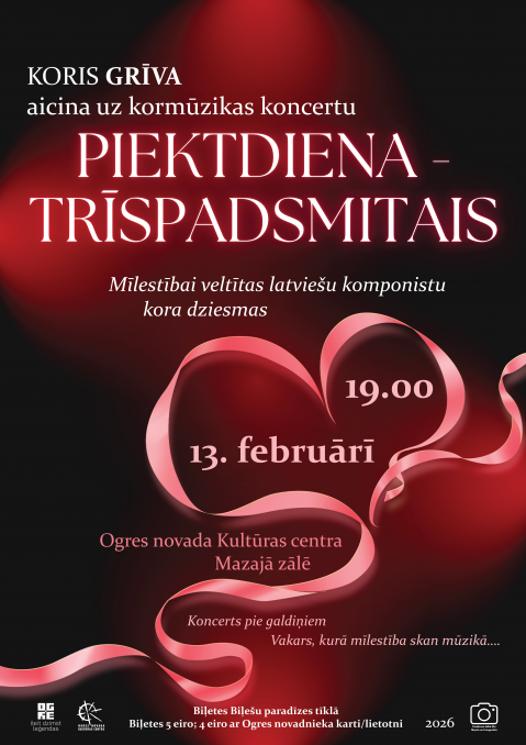 Jauktā kora GRĪVA koncerts PIEKTDIENA – TRĪSPADSMITAIS Ogrē