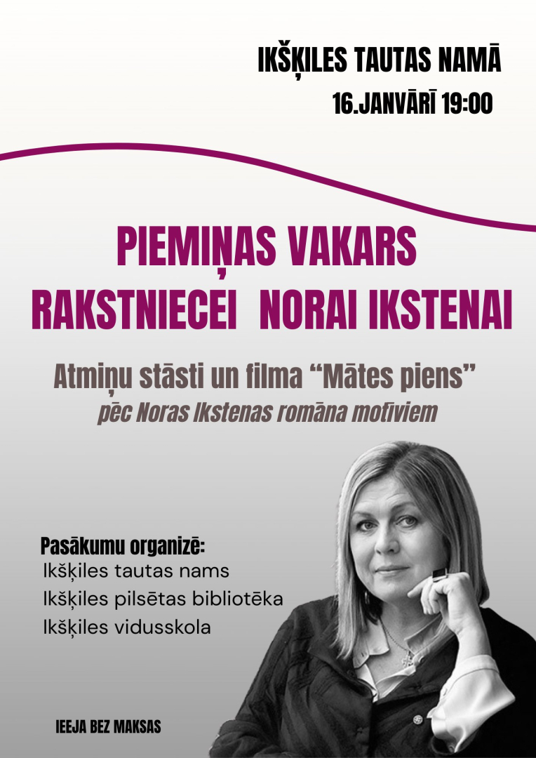 Rakstniecei Norai Ikstenai veltīts piemiņas vakars Ikšķilē