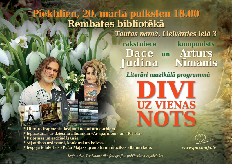 Literāri muzikālu vakars “Divi uz vienas nots” Rembatē