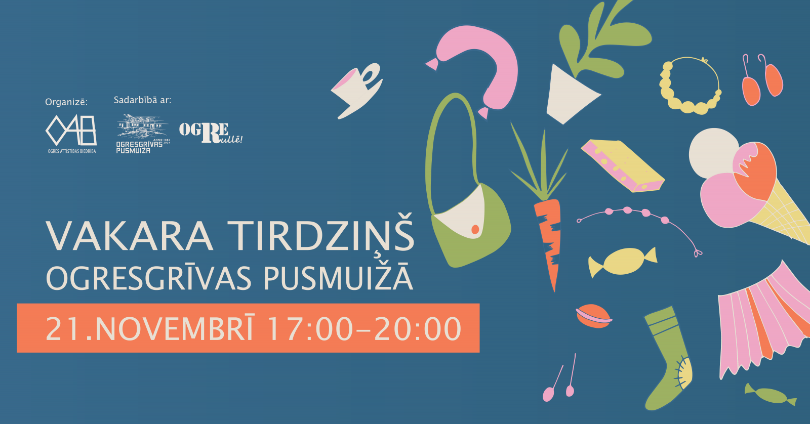 Vakara tirdziņš Ogresgrīvas pusmuižas pagalmā