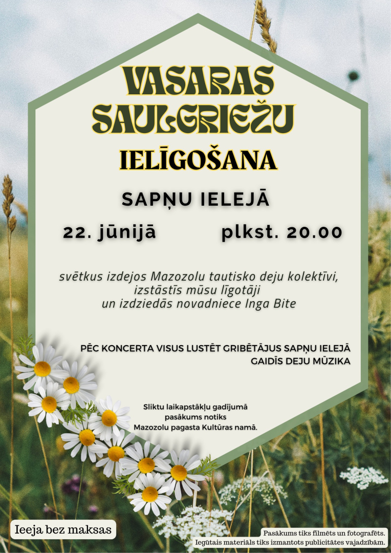 Vasaras saulgriežu ielīgošanas pasākums Mazozolos