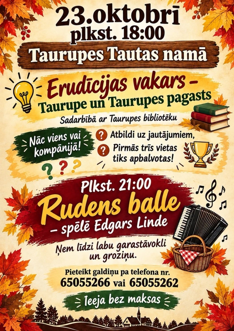 Erudīcijas vakars un balle Taurupē