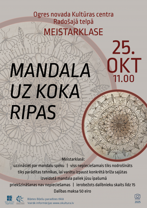 Meistarklase MANDALA UZ KOKA RIPAS Ogrē