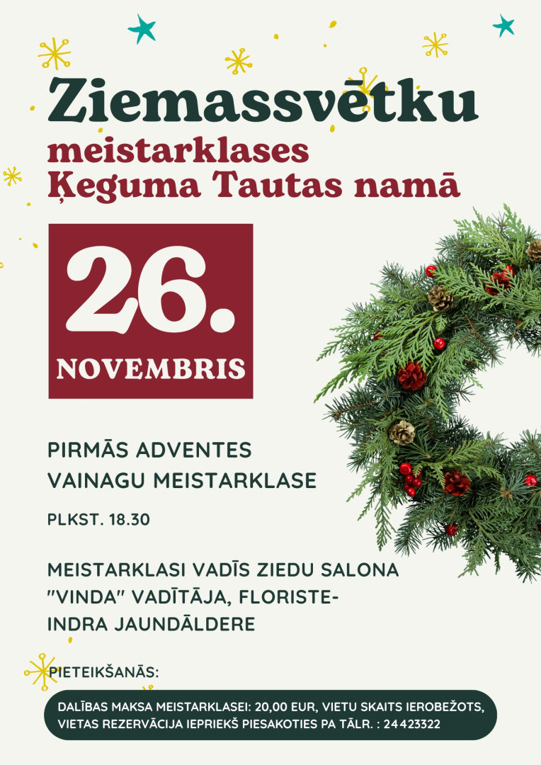 Pirmās adventes vainagu meistarklase Ķegumā