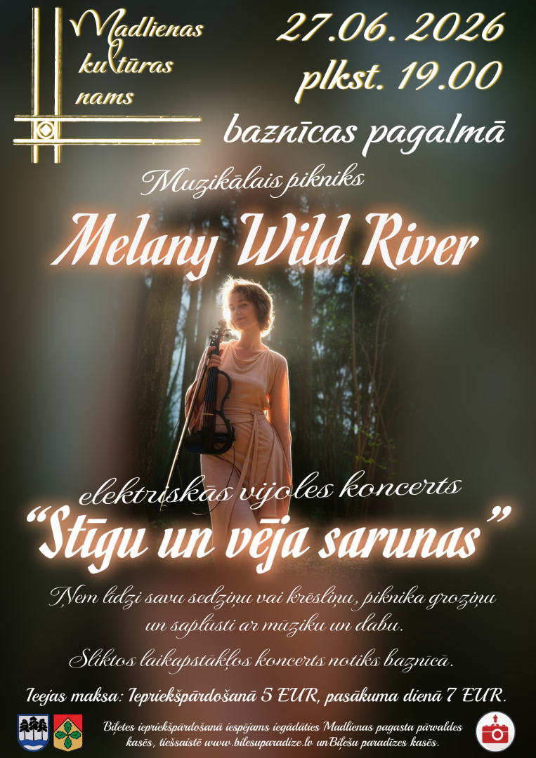 Muzikālais pikniks - elektriskās vijoles koncerts "Stīgu un vēja sarunas" Madlienā
