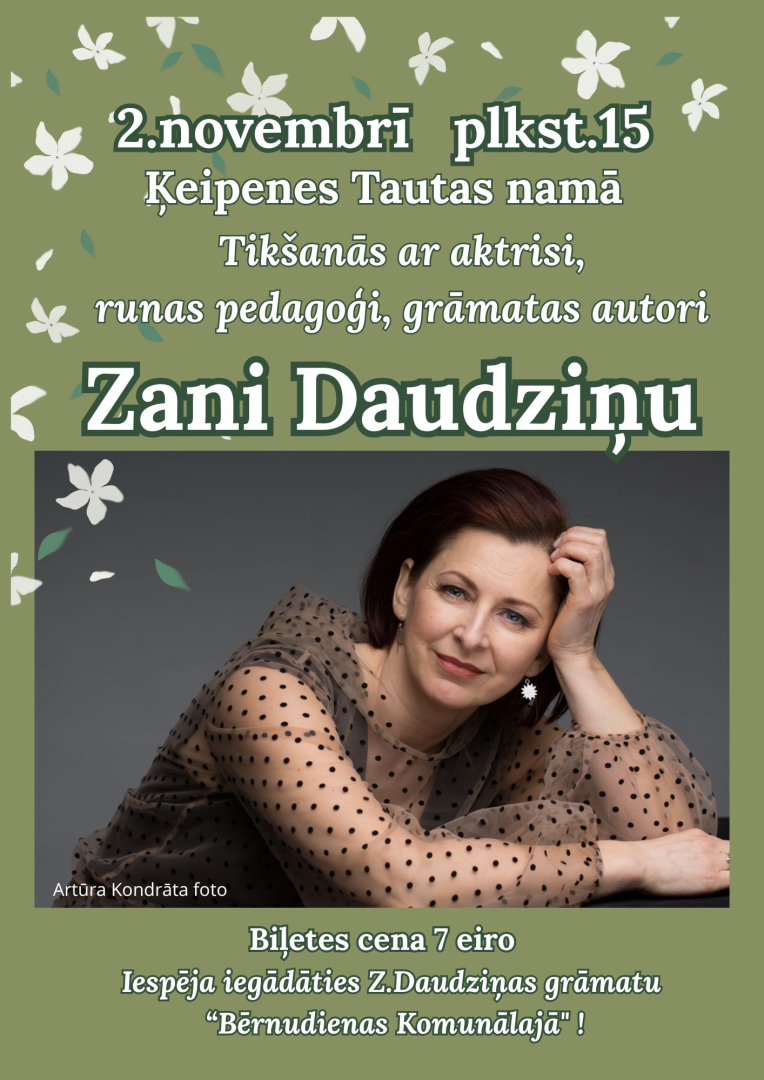 Tikšanās ar aktrisi, runas pedagoģi, grāmatas autori - Zani Daudziņu Ķeipenē