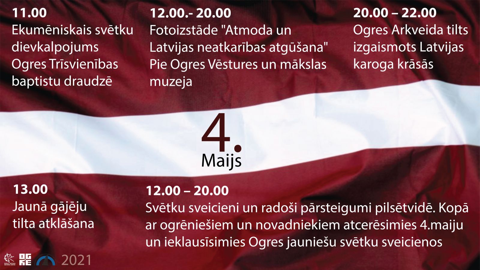 2021.gada 4.maija svētku programma Ogrē 