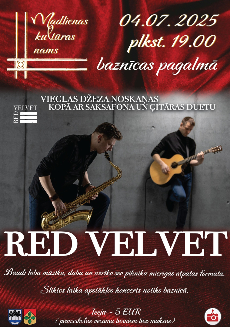 Saksofona un ģitāras dueta Red Velvet koncerts Madlienā