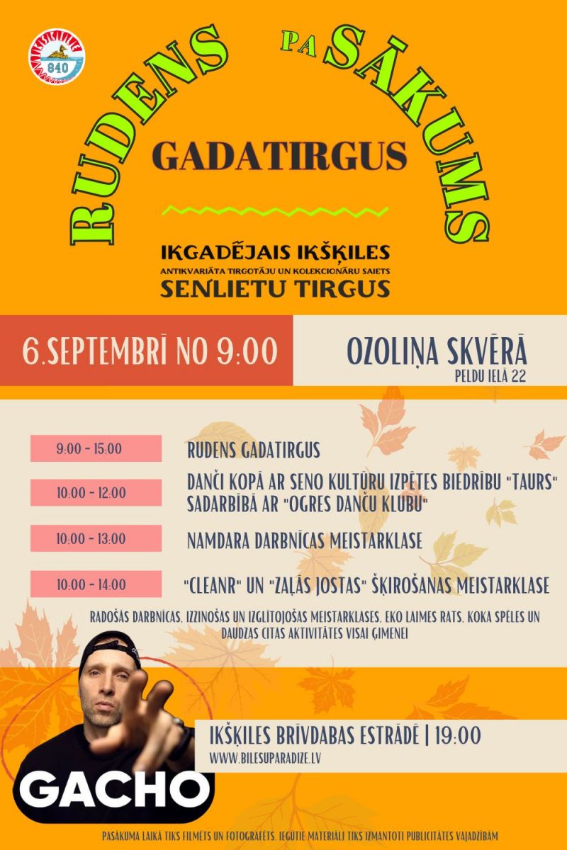 RUDENS paSĀKUMS 6. septembrī Ikšķilē!