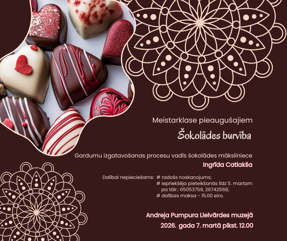 Meistarklase pieaugušajiem Šokolādes burvība Lielvārdē
