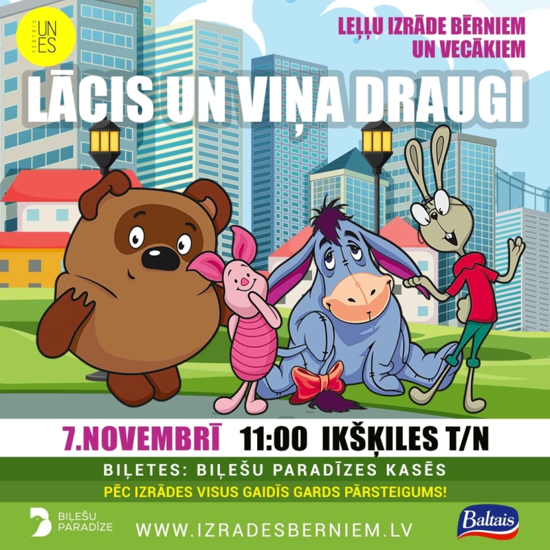 Leļļu teātra izrāde bērniem un vecākiem “Lācis un viņa draugi” Ikšķilē