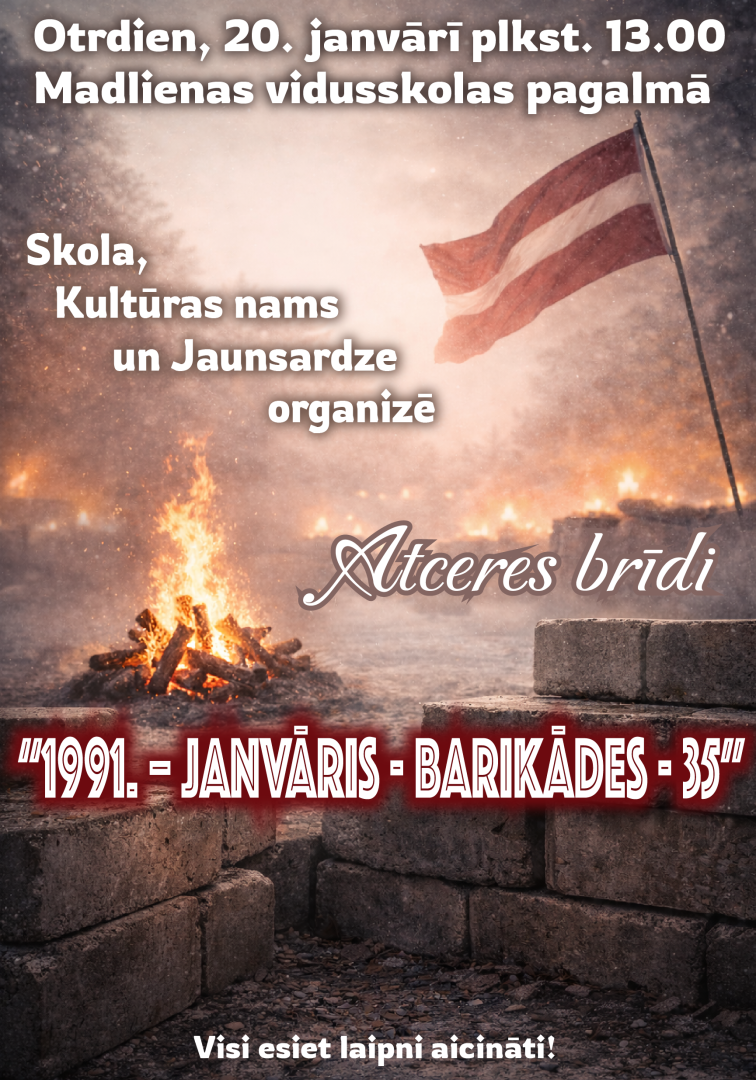 Barikāžu atceres brīdis “1991. janvāris – Barikādes – 35” Madlienā