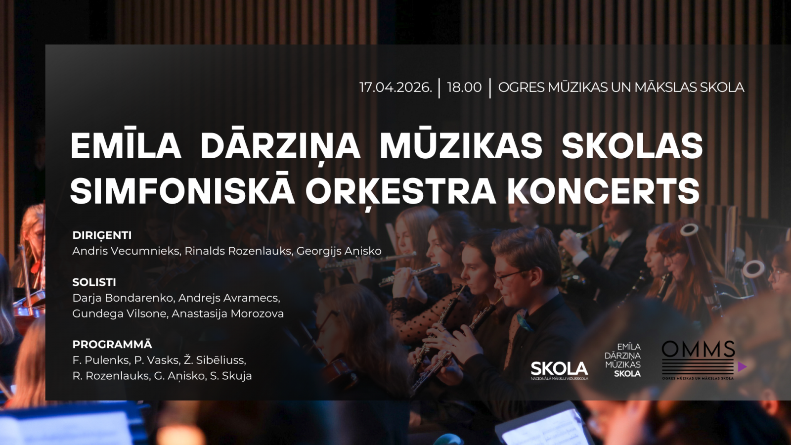 Emīla Dārziņa mūzikas skolas simfoniskā orķestra koncerts Ogrē