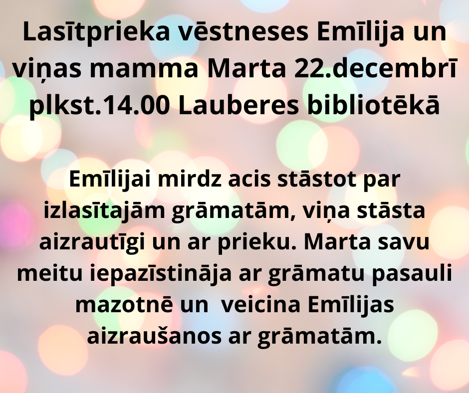 Lasītprieka pasākums Lauberes bibliotēkā 