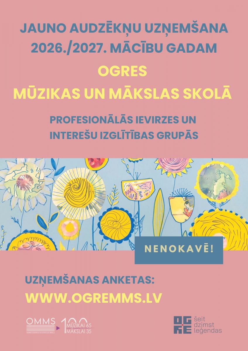 Jauno audzēkņu uzņemšana Ogres Mūzikas un mākslas skolā