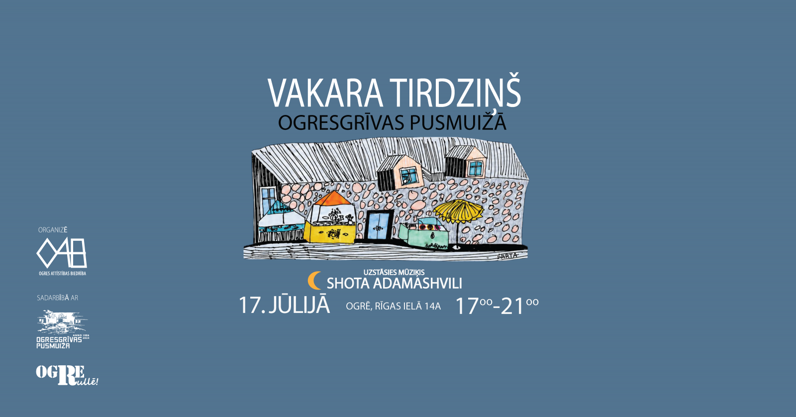 Vakara tirdziņš 17. jūlijā Ogresgrīvas pusmuižas pagalmā