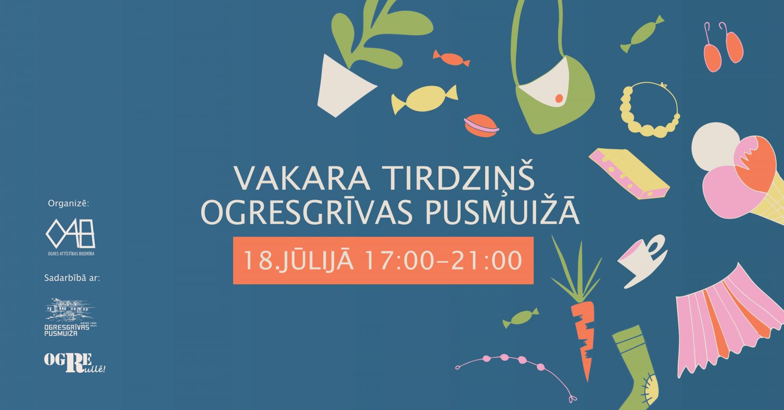 Vakara tirdziņš Ogresgrīvas pusmuižā 