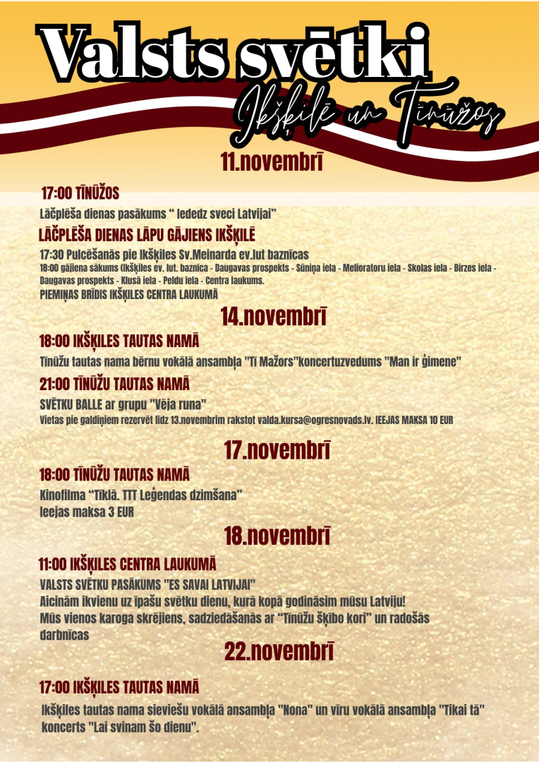 Lāčplēša dienas pasākums IEDEDZ SVECI LATVIJAI Tīnūžos