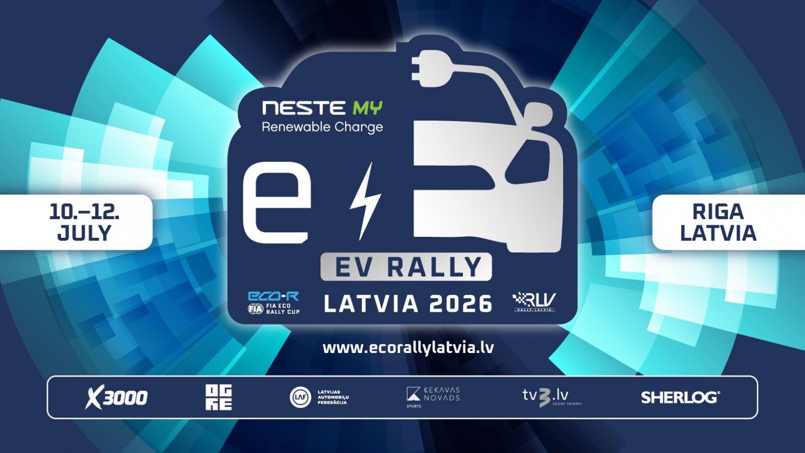 "Neste MY Renewable Charge EV Rally Latvia” elektroauto rallijs cauri Ogres novadam