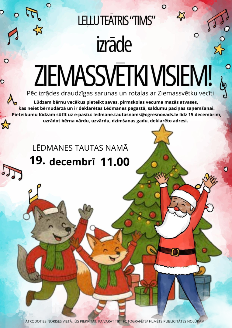 Leļļu teātra “Tims” izrāde “Ziemassvētki visiem!” Lēdmanē