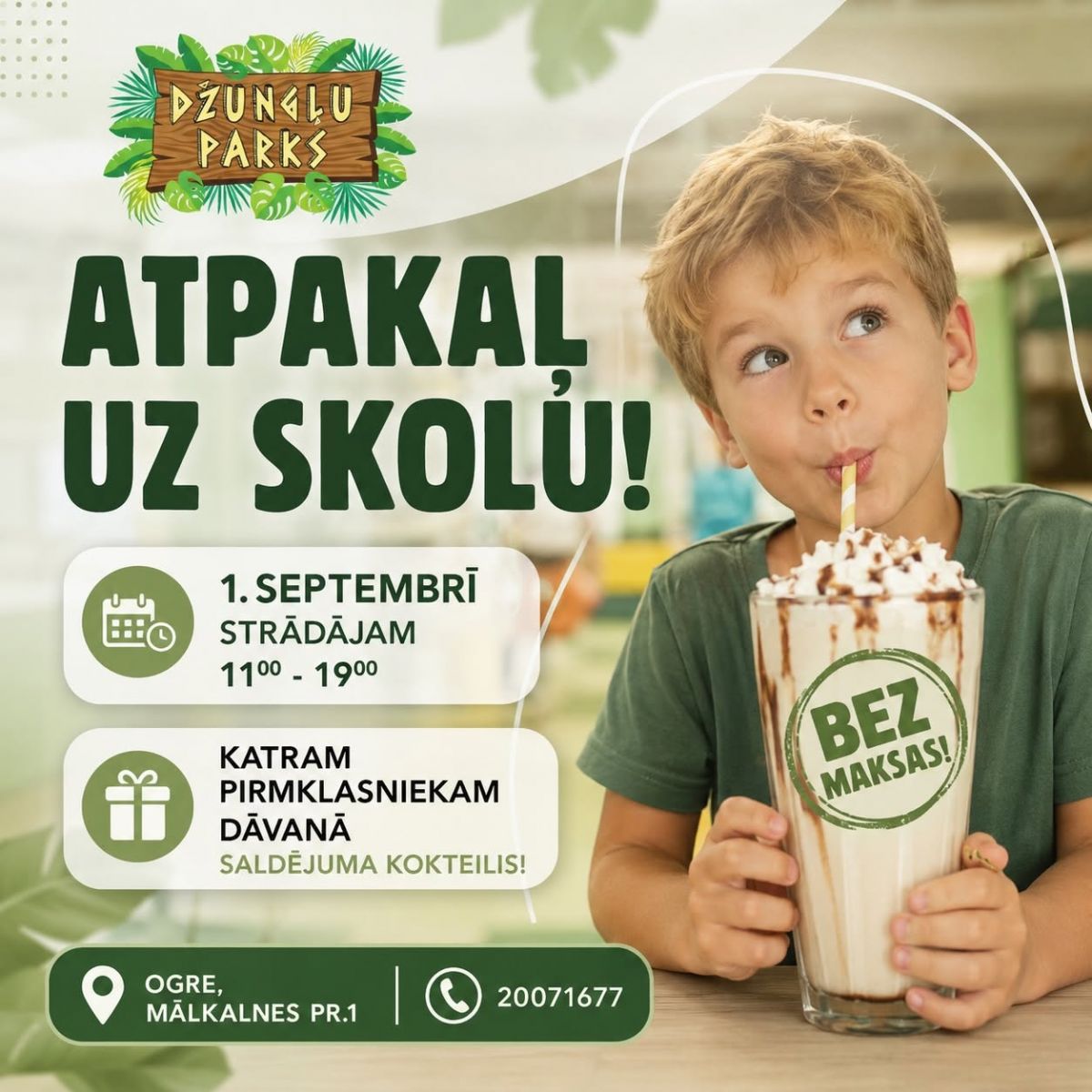 Pasākums "Atpakaļ uz skolu" izklaides centrā Džungļu parks