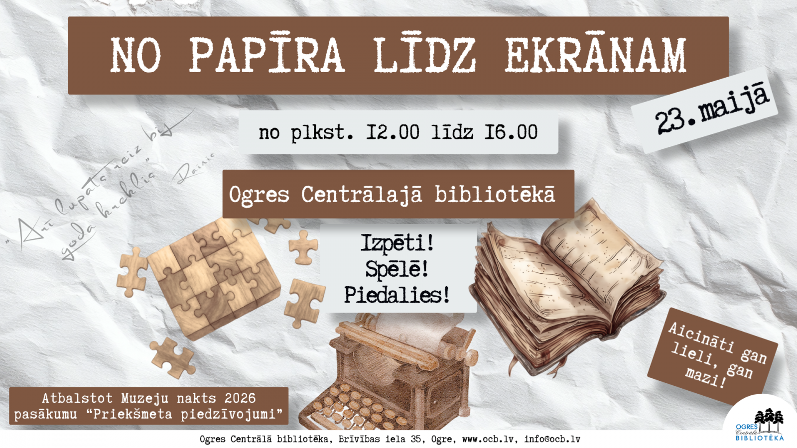 Muzeju nakts Ogres Centrālajā bibliotēkā 