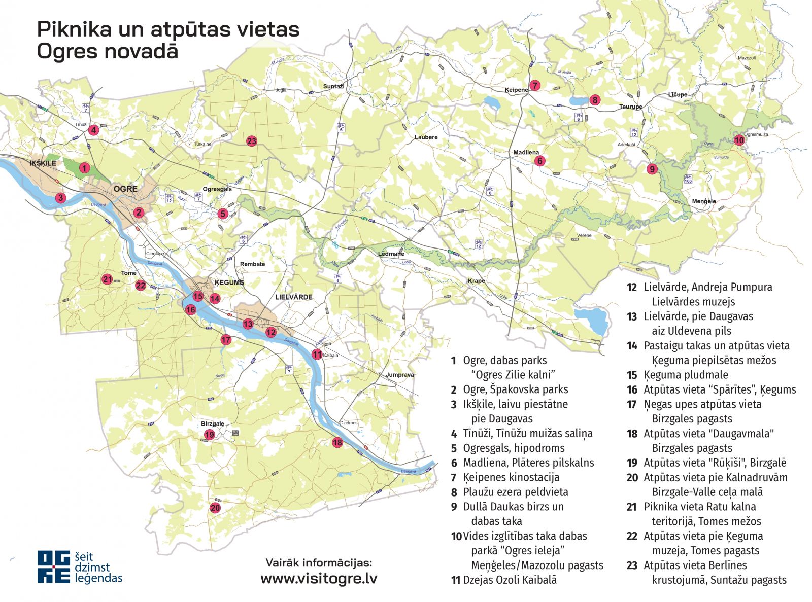 Piknika vietas Ogres novadā